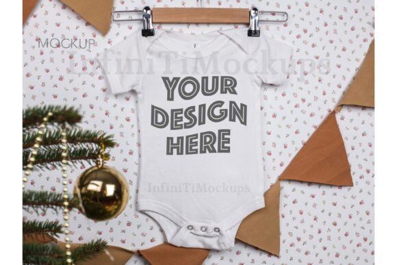 Baby Onesie Mockup Christmas Graphics for Product Mockups