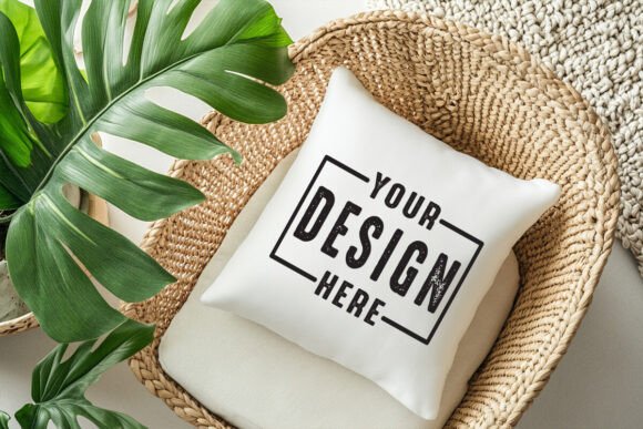 Beautiful Square Pillow Mockup for Graphics and Product Mockups