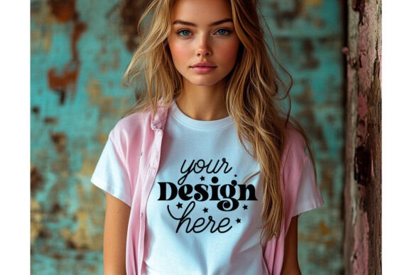 Bella Canvas 3001 White Shirt Mockup 38 for Graphics and Product Mockups
