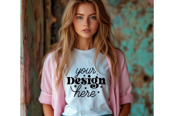 Bella Canvas 3001 White Shirt Mockup 64 for Graphics and Product Mockups