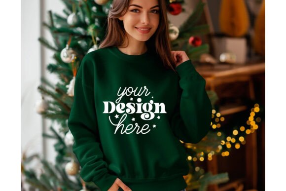 Christmas Forest Green Shirt Mockup 71 for Product Mockups and Graphics