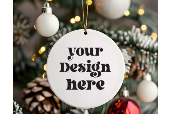 Christmas Ornament Round Sing Mockup 21 for Graphics and Product Mockups