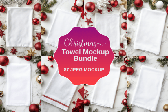 Christmas Towel Mockup Bundle for Product Mockups and Graphics