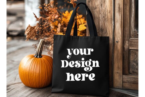 Halloween Black Tote Bag Mockup 13 - Graphics for Product Mockups