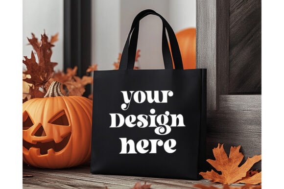 Halloween Black Tote Bag Mockup 14 - A Versatile Graphics Asset for Product Mockups