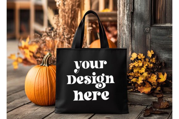 Halloween Black Tote Bag Mockup 20 - Graphics for Product Mockups