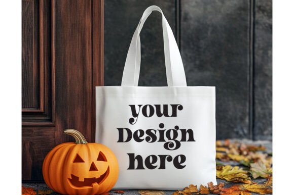 Halloween Natural Tote Bag Mockup 13 for Product Mockups and Graphics