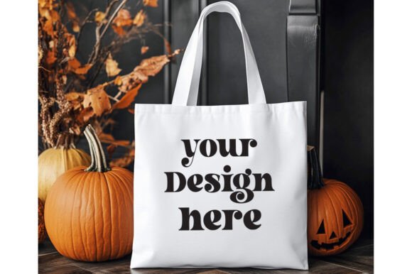 Halloween White Tote Bag Mockup 5 - A Graphic Design Asset for Product Mockups