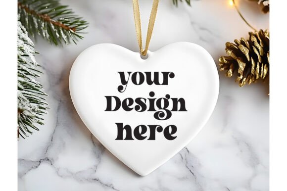 Heart Shape Christmas Ornament Mockup 18 for Graphics and Product Mockups