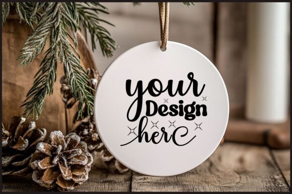 Round Christmas Ornament Mockup 57 for Product Mockups and Graphics